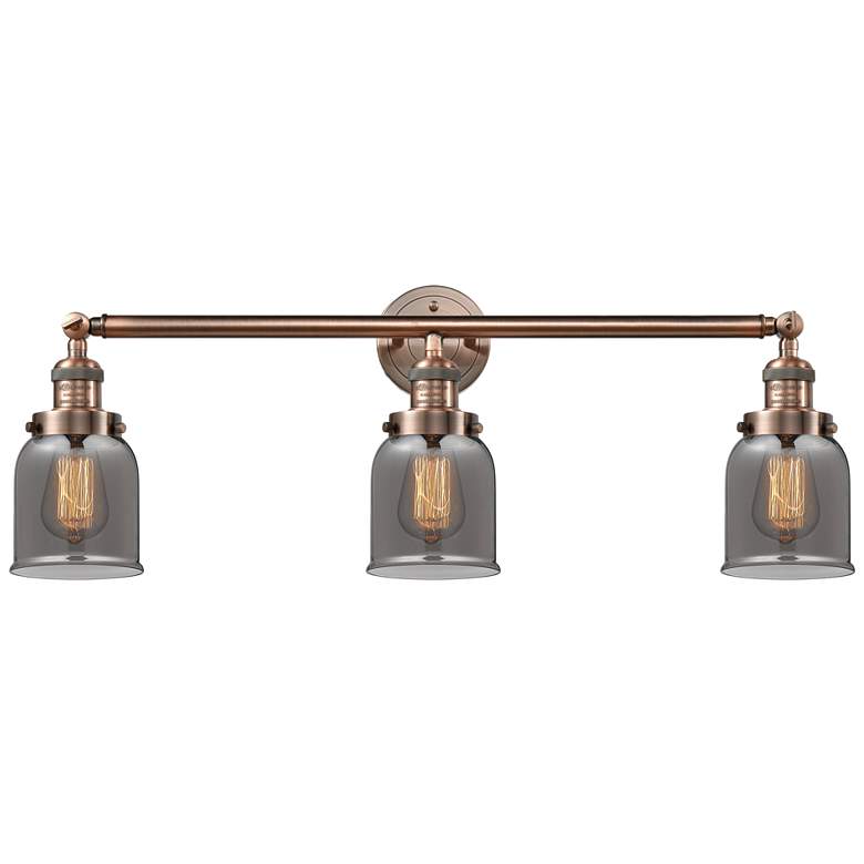 Image 1 Bell 30" 3-Light Antique Copper Bath Light w/ Plated Smoke Shade