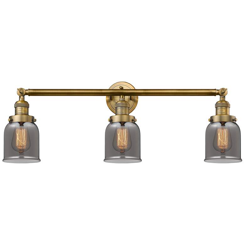 Image 1 Bell 30" 3-Light Brushed Brass Bath Light w/ Plated Smoke Shade