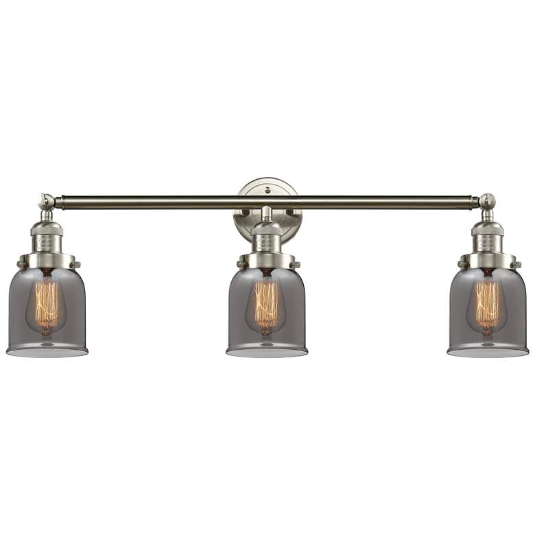 Image 1 Bell 30" 3-Light Brushed Satin Nickel Bath Light w/ Plated Smoke Shade