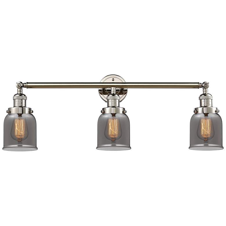 Image 1 Bell 30" 3-Light Polished Nickel Bath Light w/ Plated Smoke Shade