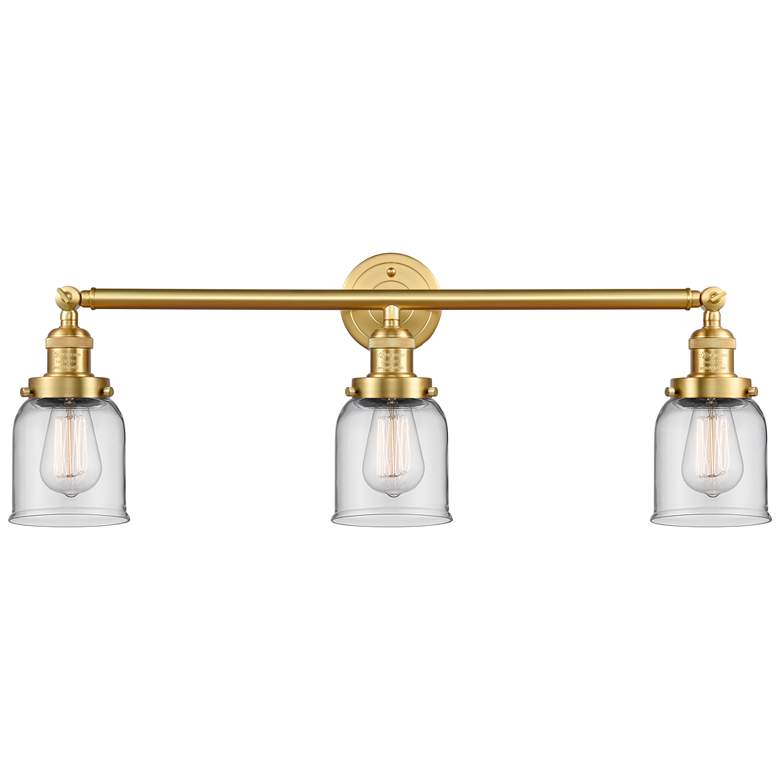 Image 1 Bell 30" 3-Light Satin Gold Bath Light w/ Clear Shade