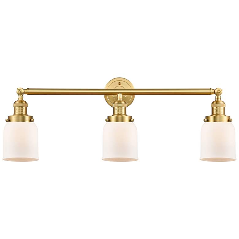 Image 1 Bell 30" 3-Light Satin Gold Bath Light w/ Matte White Shade