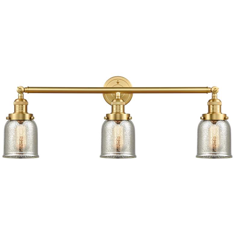 Image 1 Bell 30" 3-Light Satin Gold Bath Light w/ Silver Plated Mercury Shade