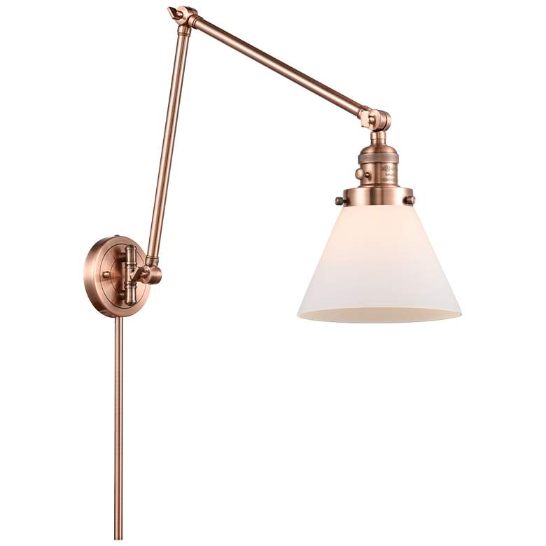Image 1 Bell 30" High Antique Copper Swing Arm Wall Lamp