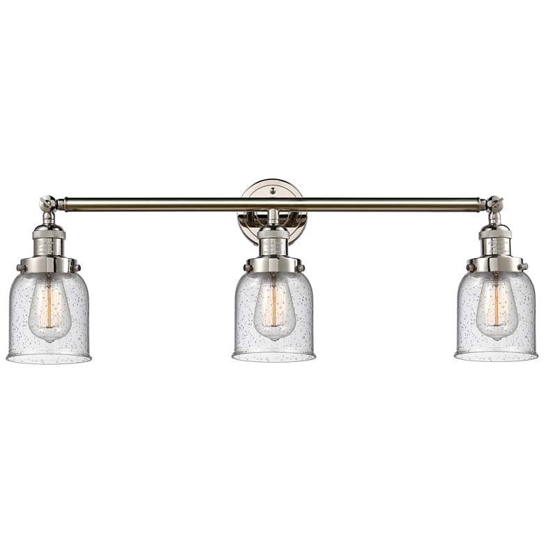 Image 1 Bell 30" Wide 3 Light Polished Nickel Bath Vanity Light w/ Seedy Shade