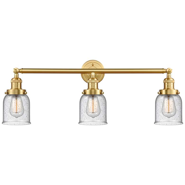 Image 1 Bell 30" Wide 3 Light Satin Gold Bath Vanity Light w/ Seedy Shade