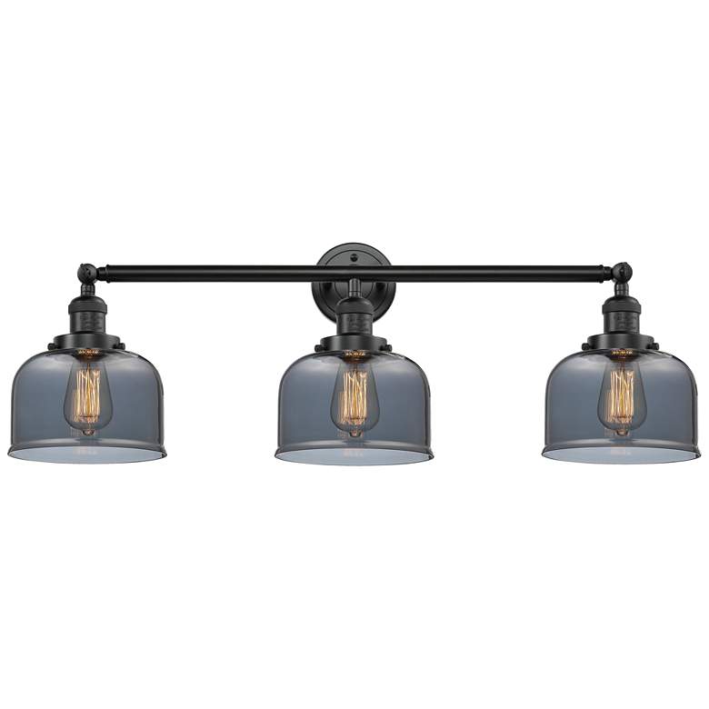 Image 1 Bell 32" Wide 3 Light Bronze Bath Vanity Light w/ Plated Smoke Shade