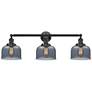 Bell 32" Wide 3 Light Bronze Bath Vanity Light w/ Plated Smoke Shade