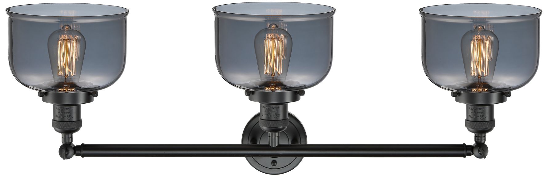 Image 6 Bell 32" Wide 3 Light Bronze Bath Vanity Light w/ Plated Smoke Shade more views