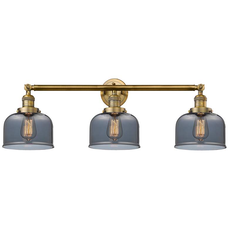 Image 1 Bell 32" Wide 3 Light Brushed Brass Bath Vanity Light w/ Plated Smoke
