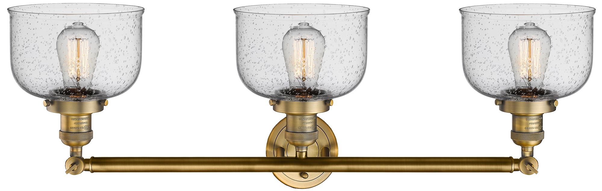 Image 2 Bell 32" Wide 3 Light Brushed Brass Bath Vanity Light w/ Seedy Shade more views