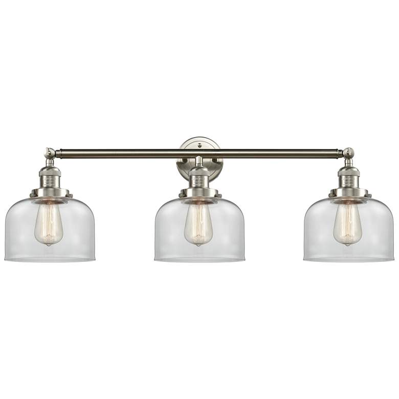 Image 1 Bell 32" Wide 3 Light Brushed Satin Nickel Bath Vanity Light w/ Clear