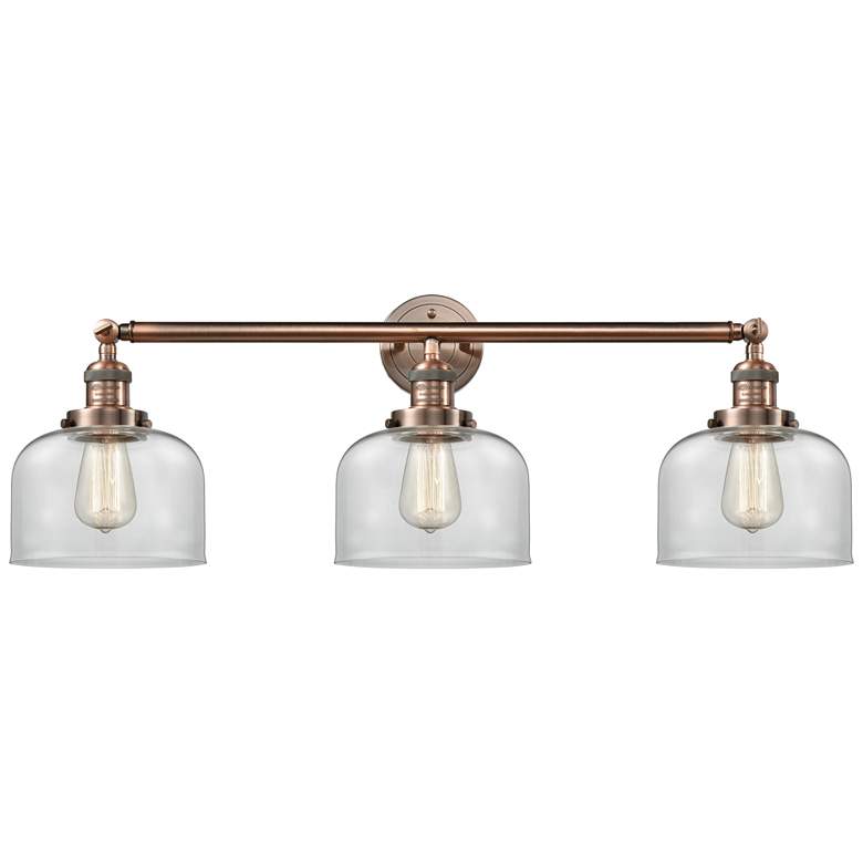 Image 1 Bell 32" Wide 3 Light Copper Bath Vanity Light w/ Clear Shade