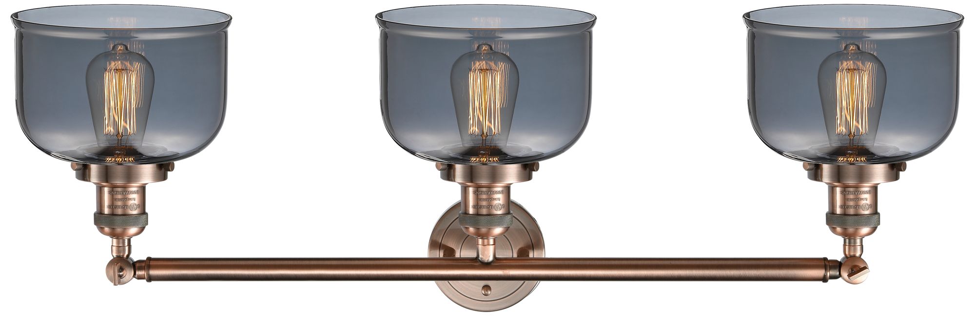 Image 2 Bell 32" Wide 3 Light Copper Bath Vanity Light w/ Plated Smoke Shade more views