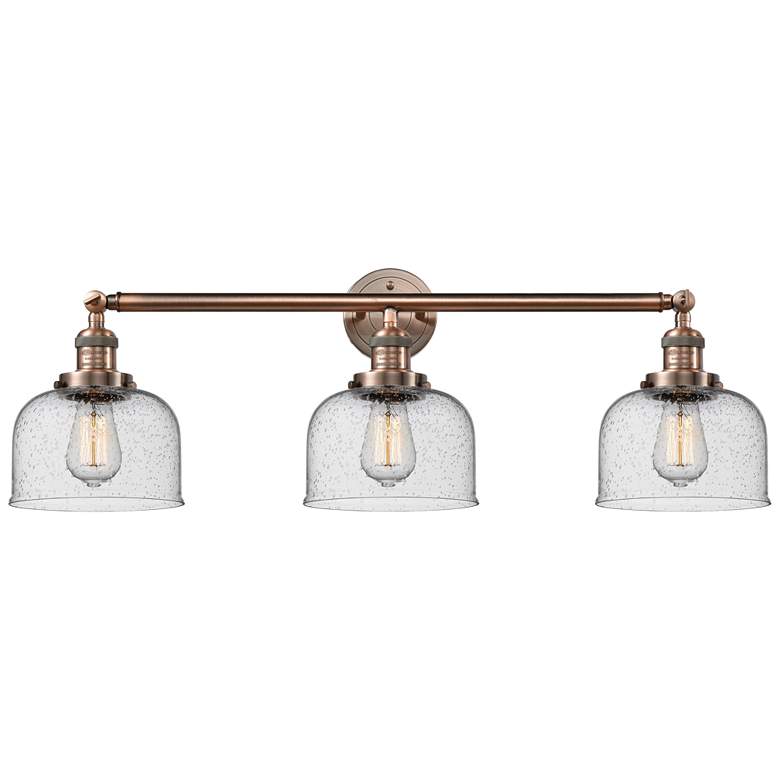 Image 1 Bell 32" Wide 3 Light Copper Bath Vanity Light w/ Seedy Shade