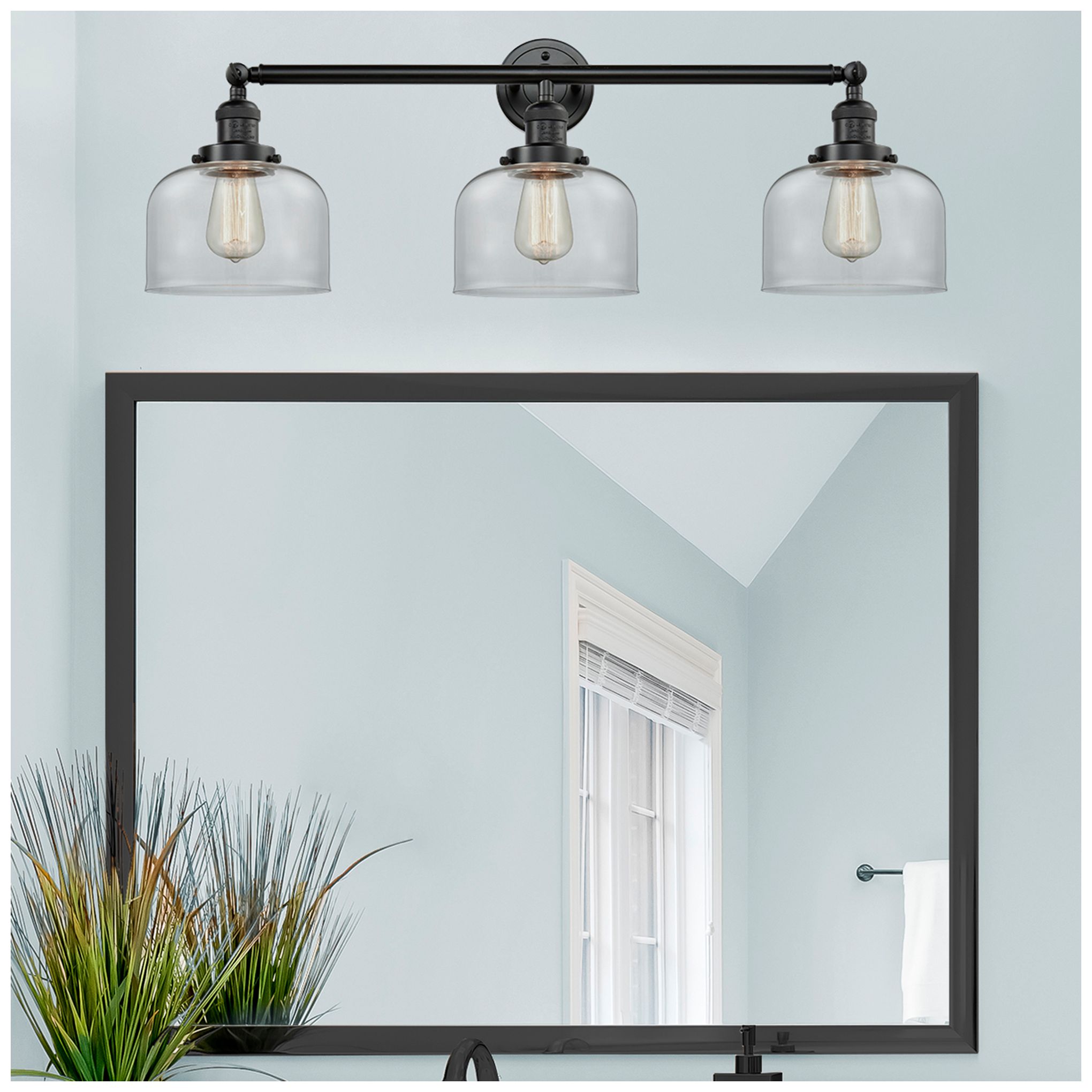 Image 3 Bell 32" Wide 3 Light Oil Rubbed Bronze Bath Vanity Light w/ Clear Sha more views