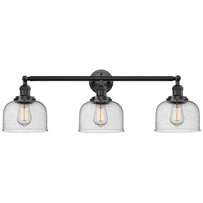 Image 1 Bell 32" Wide 3 Light Oil Rubbed Bronze Bath Vanity Light w/ Seedy Sha