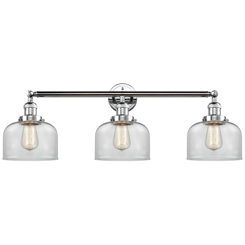 Image 1 Bell 32" Wide 3 Light Polished Chrome Bath Vanity Light w/ Clear Shade
