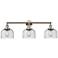 Bell 32" Wide 3 Light Polished Nickel Bath Vanity Light w/ Seedy Shade