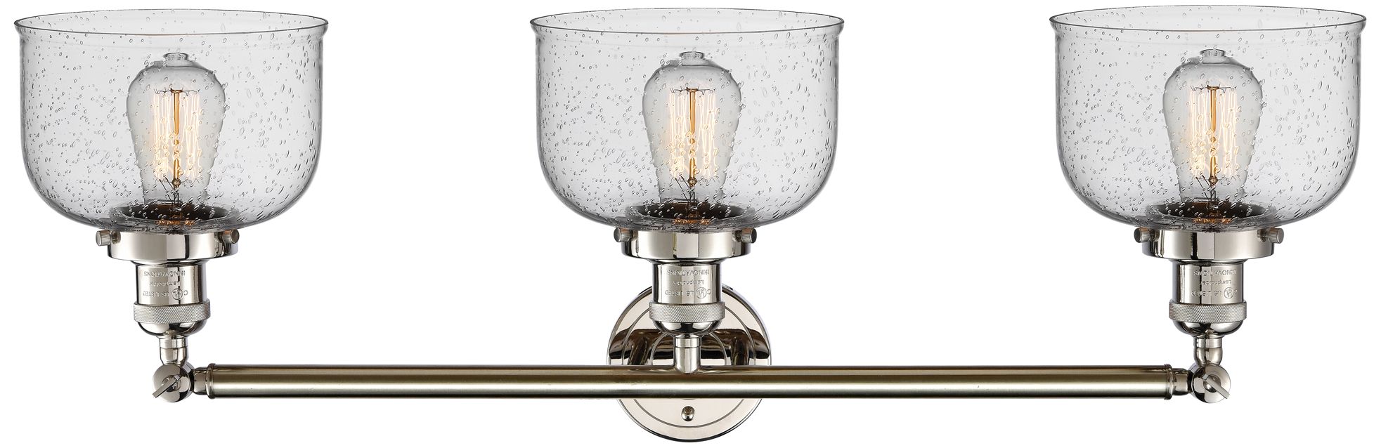 Image 2 Bell 32" Wide 3 Light Polished Nickel Bath Vanity Light w/ Seedy Shade more views