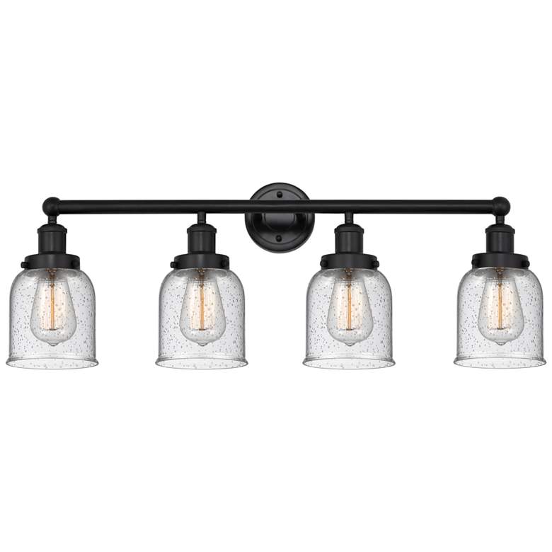 Image 1 Bell 32" Wide Matte Black 4-Light Bath Light w/ Clear Shade