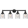 1_Bell 32" Wide Matte Black 4-Light Bath Light w/ Clear Shade