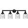Bell 32" Wide Matte Black 4-Light Bath Light w/ Clear Shade