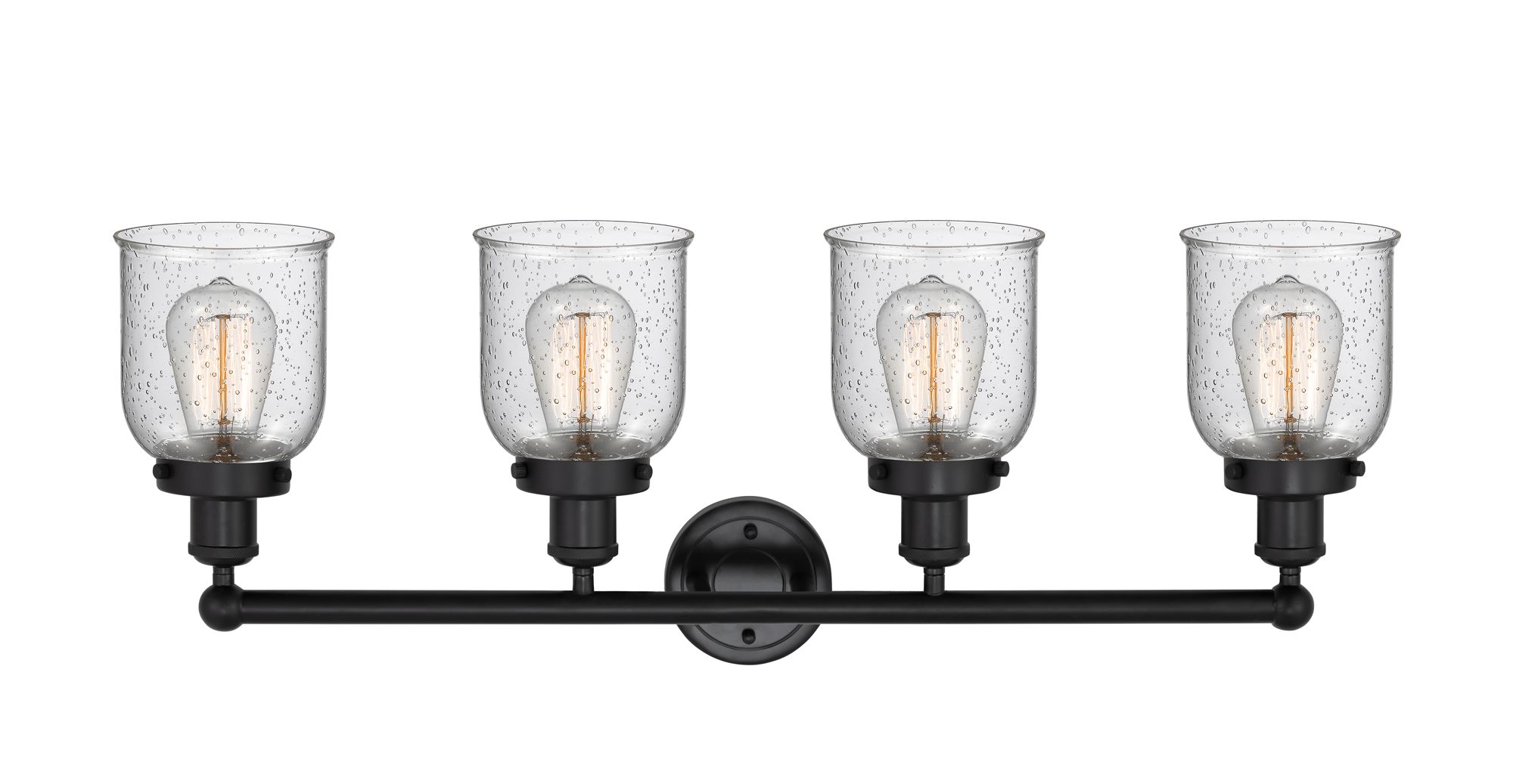 Image 2 Bell 32" Wide Matte Black 4-Light Bath Light w/ Clear Shade more views