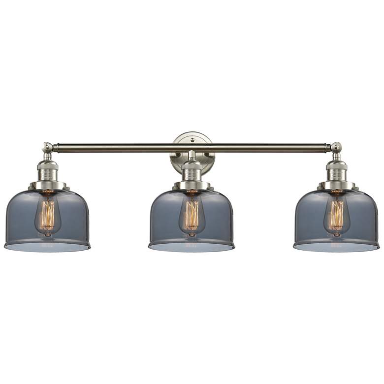 Image 1 Bell 32"W 3 Light Brushed Nickel Bath Light w/ Smoke Shade