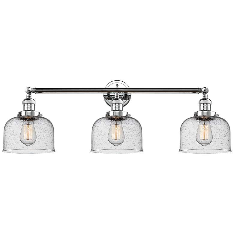 Image 1 Bell 32"W Polished Chrome 3-Light Bath Light w/ Seedy Glass