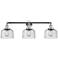 Bell 32"W Polished Chrome 3-Light Bath Light w/ Seedy Glass