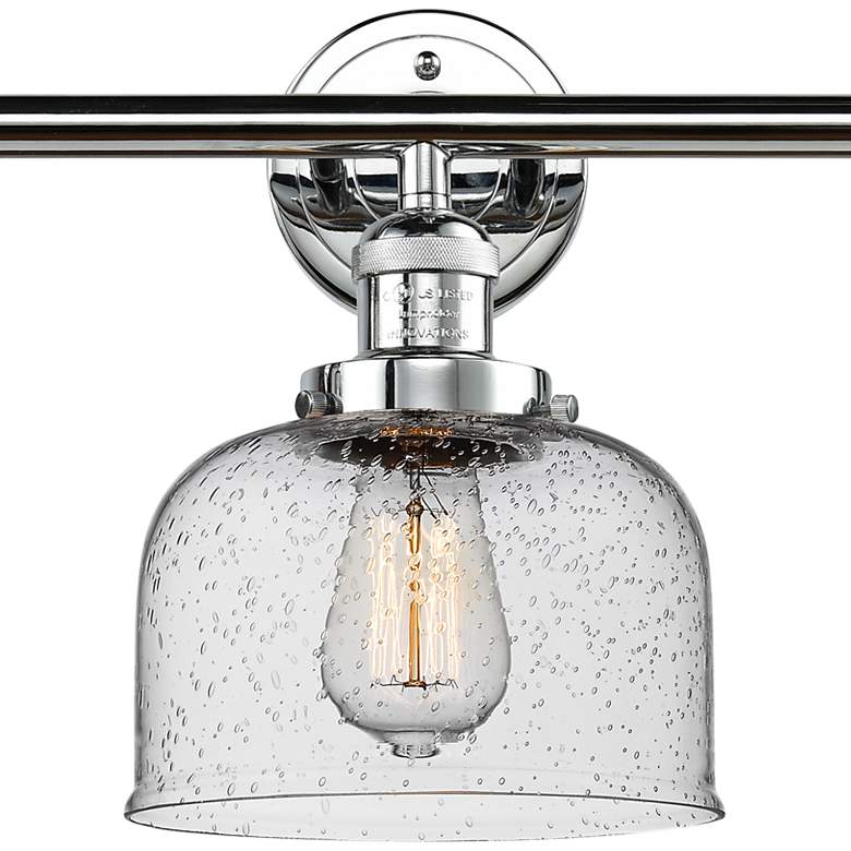 Image 2 Bell 32"W Polished Chrome 3-Light Bath Light w/ Seedy Glass more views
