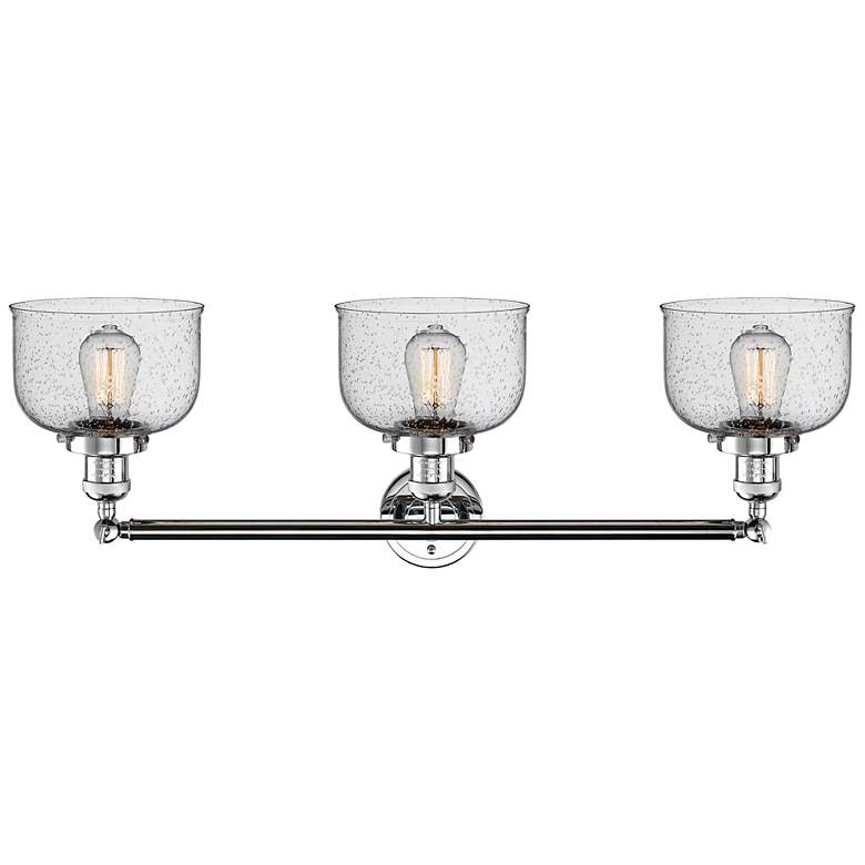 Image 3 Bell 32"W Polished Chrome 3-Light Bath Light w/ Seedy Glass more views