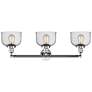 3_Bell 32"W Polished Chrome 3-Light Bath Light w/ Seedy Glass more views