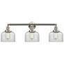 1_Bell 32"W Satin Nickel Clear Glass 3-Light LED Bath Light