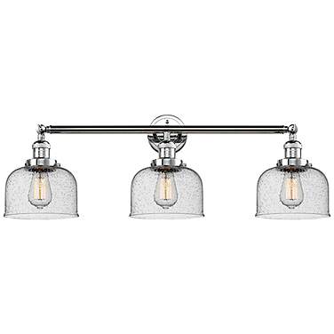 Bell 32"W Polished Chrome 3-Light Bath Light w/ Seedy Glass
