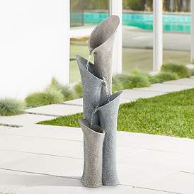 Image1 of Bell 34" High Gray Stone 4-Tier Modern Fountain