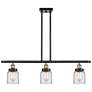 Bell 36" Wide 3 Light Black Brass Island Light w/ Clear Shade
