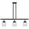 Bell 36" Wide 3 Light Black Brass Island Light w/ Clear Shade