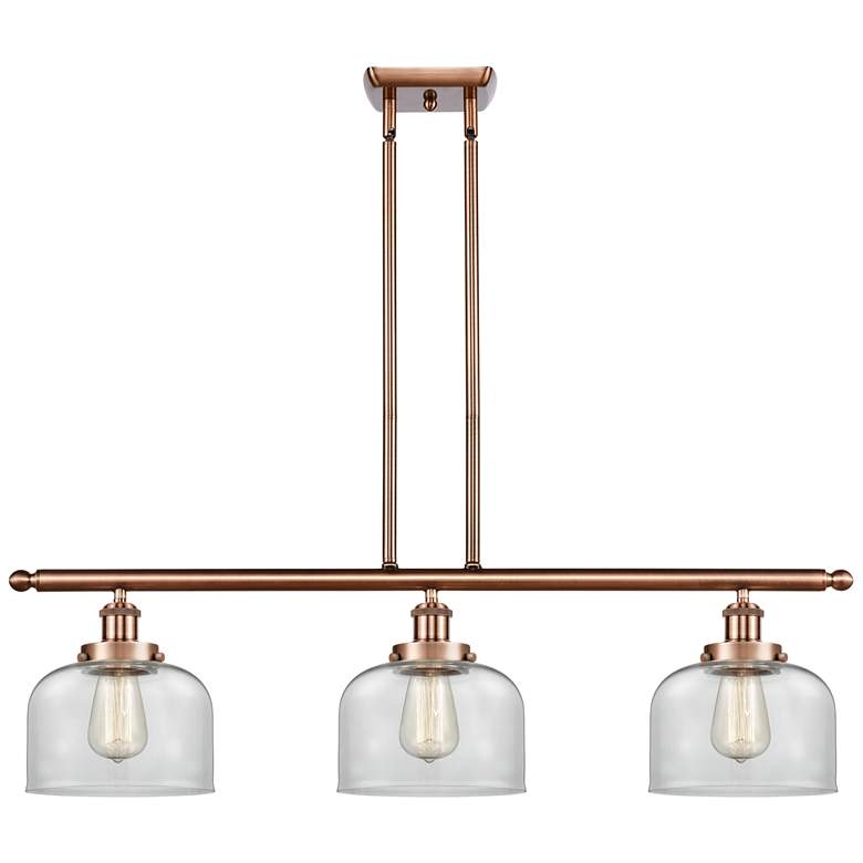 Image 1 Bell 36" Wide 3 Light Copper Island Light w/ Clear Shade