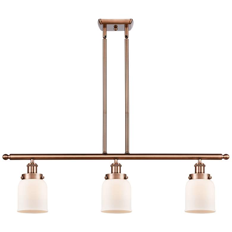 Image 1 Bell 36" Wide 3 Light Copper Island Light w/ Matte White Shade