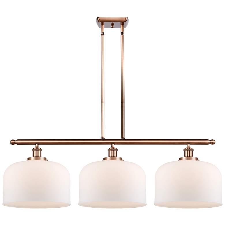 Image 1 Bell 36" Wide 3 Light Copper Island Light w/ Matte White Shade