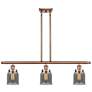 Bell 36" Wide 3 Light Copper Island Light w/ Plated Smoke Shade
