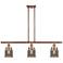 Bell 36" Wide 3 Light Copper Island Light w/ Plated Smoke Shade
