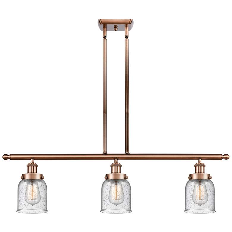 Image 1 Bell 36" Wide 3 Light Copper Island Light w/ Seedy Shade