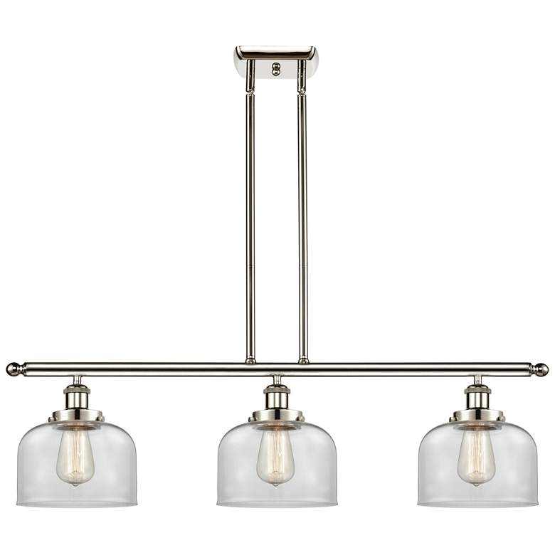 Image 1 Bell 36" Wide 3 Light Polished Nickel Island Light w/ Clear Shade