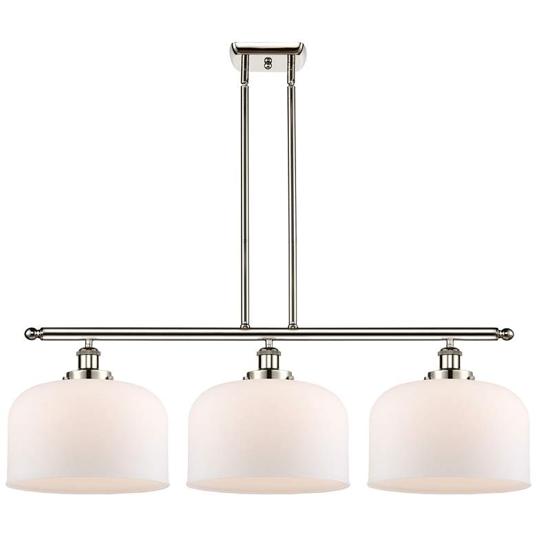 Image 1 Bell 36 inch Wide 3 Light Polished Nickel Island Light w/ Matte White Shad