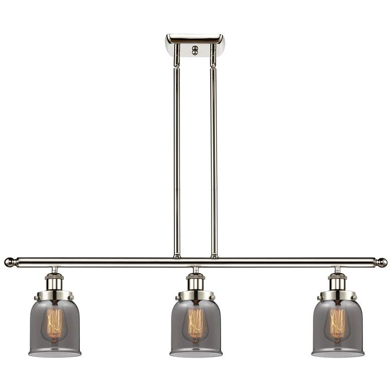 Image 1 Bell 36" Wide 3 Light Polished Nickel Island Light w/ Plated Smoke Sha