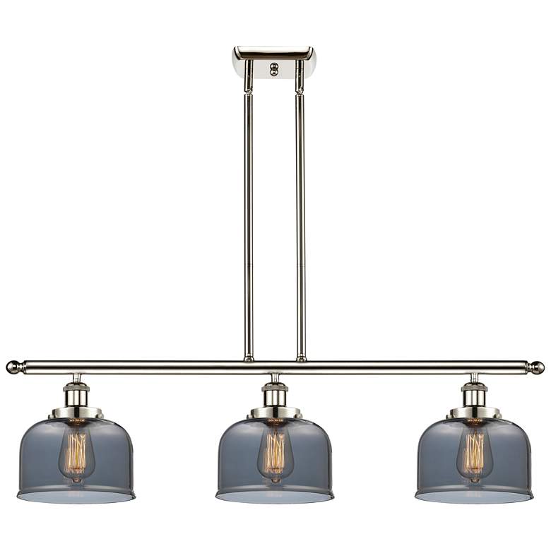 Image 1 Bell 36" Wide 3 Light Polished Nickel Island Light w/ Plated Smoke Sha