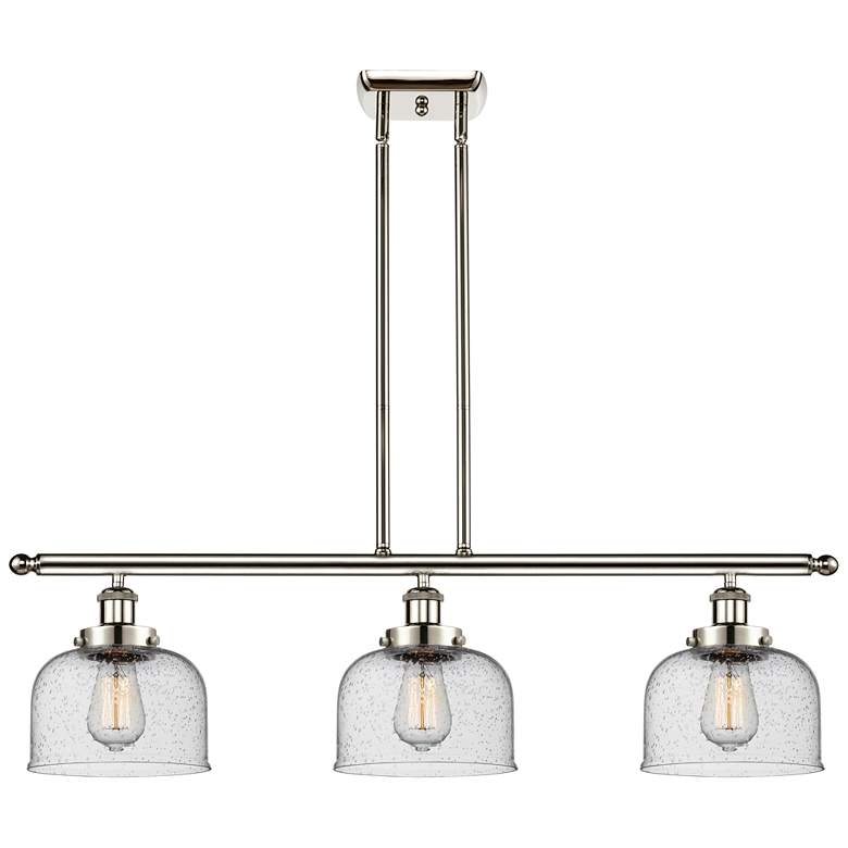 Image 1 Bell 36" Wide 3 Light Polished Nickel Island Light w/ Seedy Shade